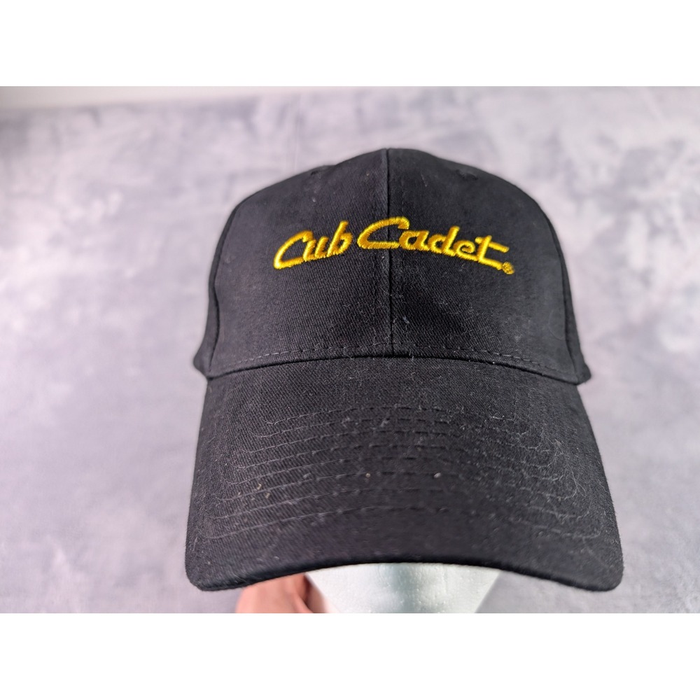 Cub Cadet Hat Black Cotton Adjustable Baseball Cap Yellow Embroidered Logo